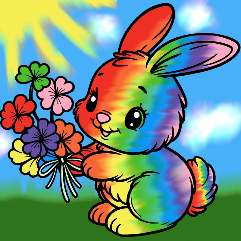 bunny with a bunch of clover
