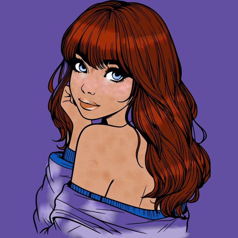 realistic girl with bangs looking over her shoulder