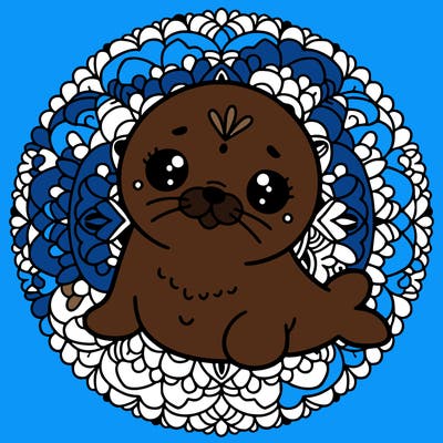 a cute baby seal mandala