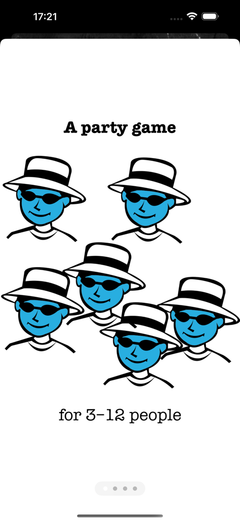 3〜12人用パーティーゲームのグラフィック。サングラスと帽子をかぶったキャラクターが登場。