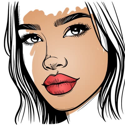 realistic woman with lips and nose