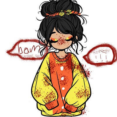 girl with baggy sweatshirt and messy bun