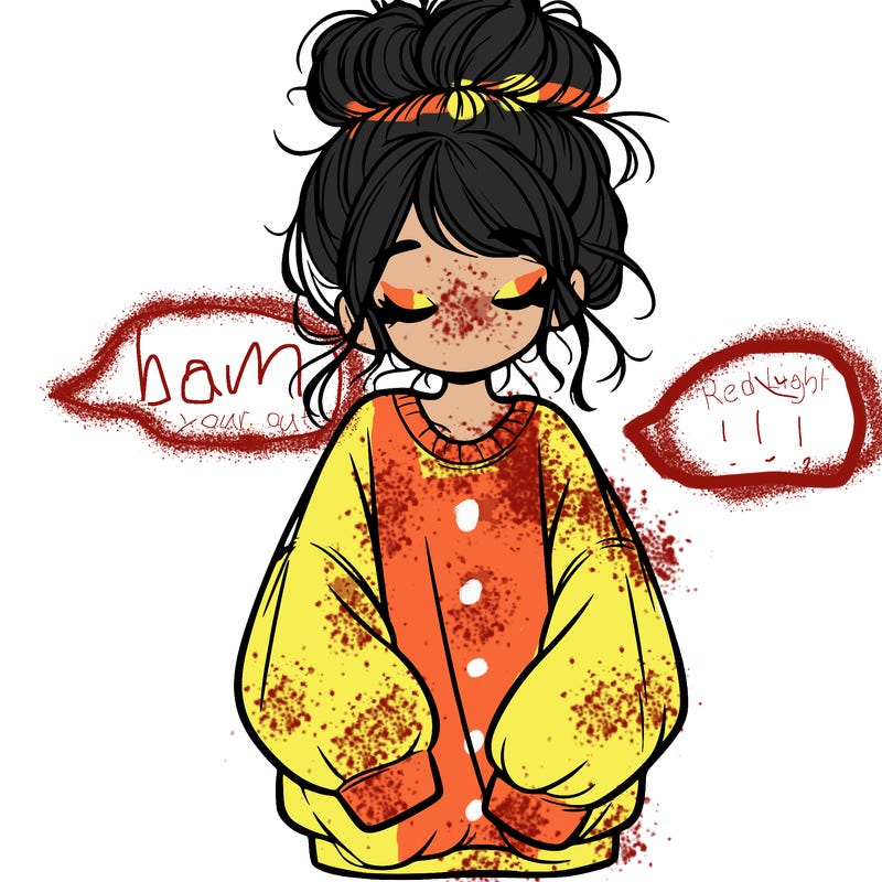 girl with baggy sweatshirt and messy bun