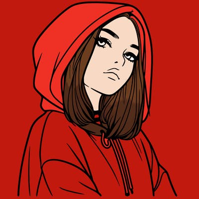 a realistic girl in a hoodie