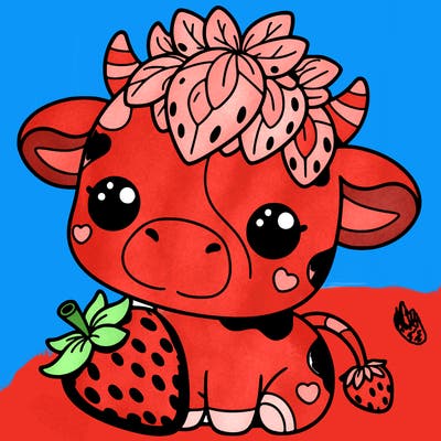cute strawberry cow