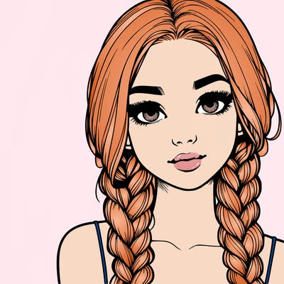 realistic girl with braids