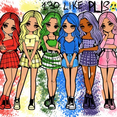 a group of girls realistic