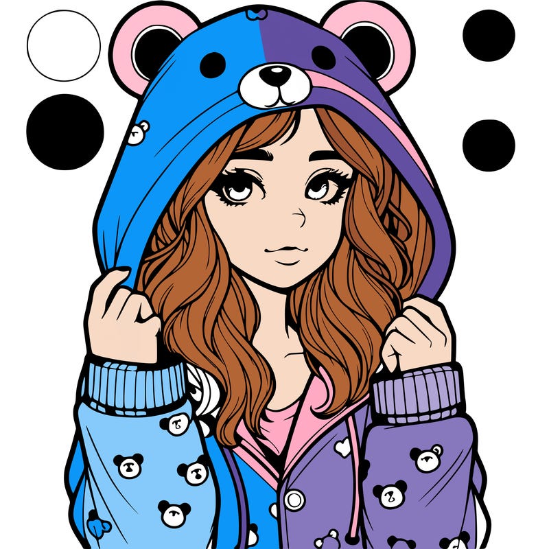 realistic girl in a animal pjs hoodie