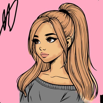 realistic girl with a high ponytail