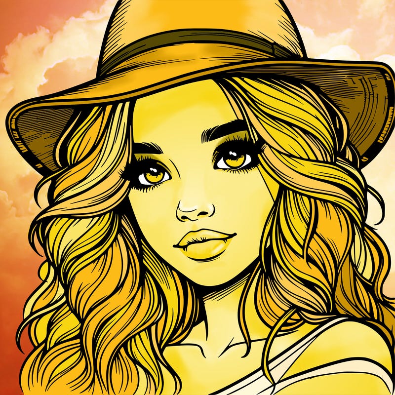 realistic girl with hat