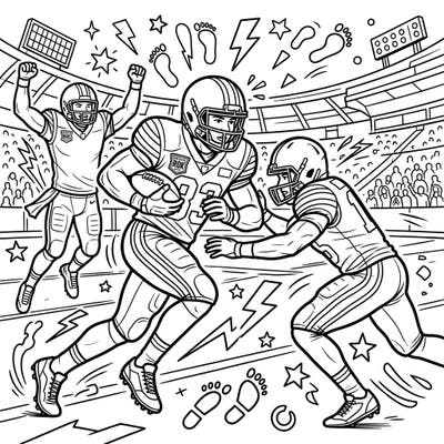 Experience the adrenaline of the football field with this action-packed coloring page featuring dynamic rookie players. Bring these rising stars to life as they make their mark in their first professional season.