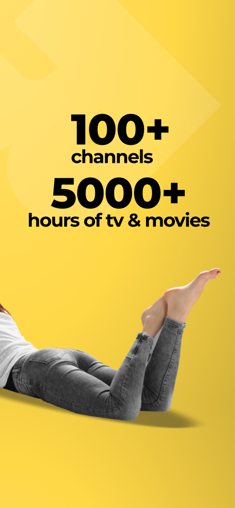 STIRR TV - STIRR TV app promotion showing over 100 channels and 5000 hours of free tv and movies
