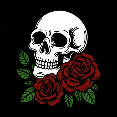 skull and roses