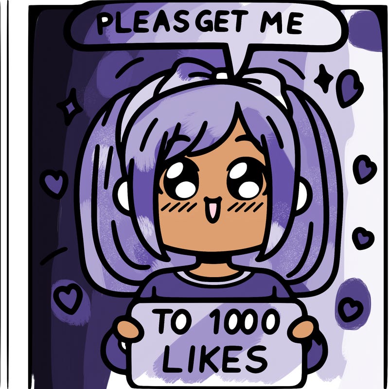 a girl saying please get me to 100 likes