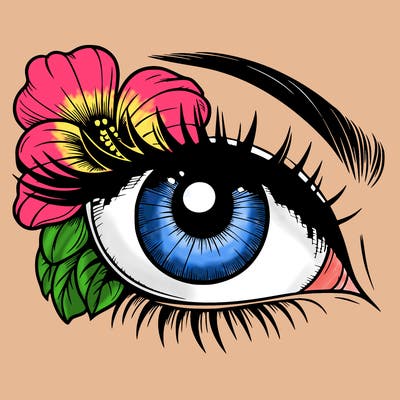 realistic eye with flower