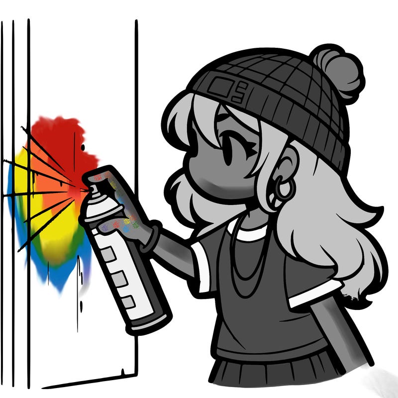 girl spray painting wall