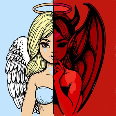 realistic angel half demon