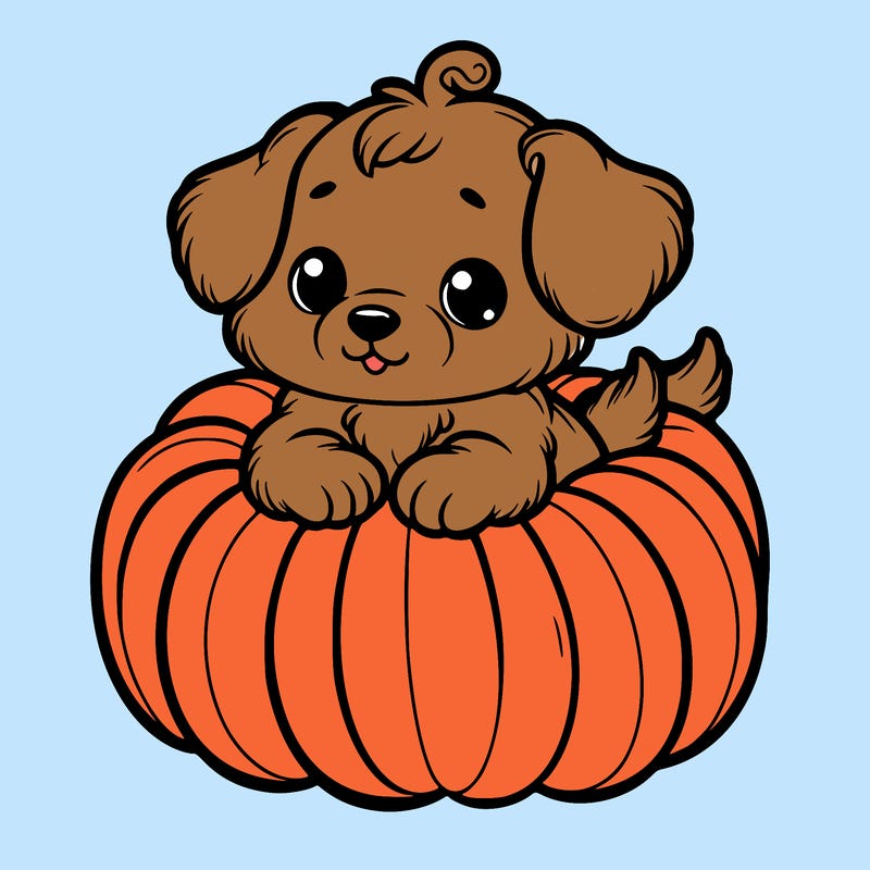 cute little puppy in a pumpkin