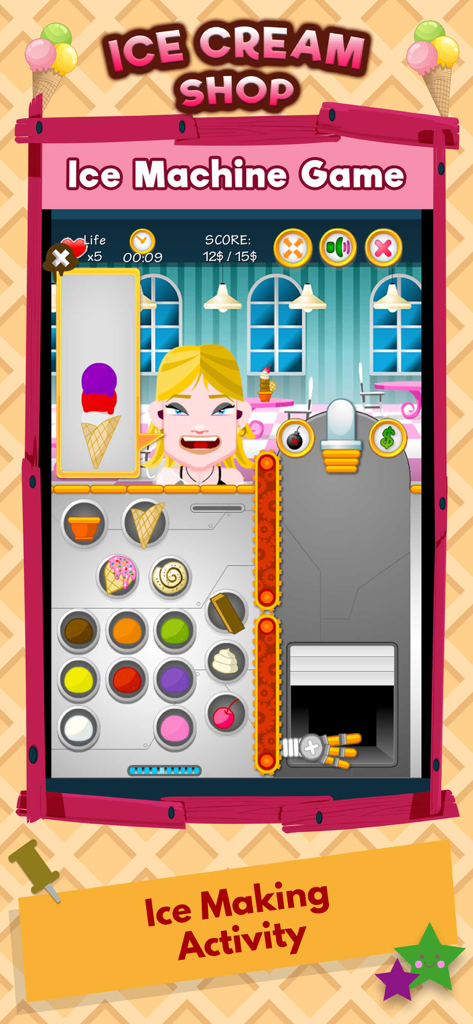 Learning Colors Games For Kids - Interactive ice cream making game screen for learning colors