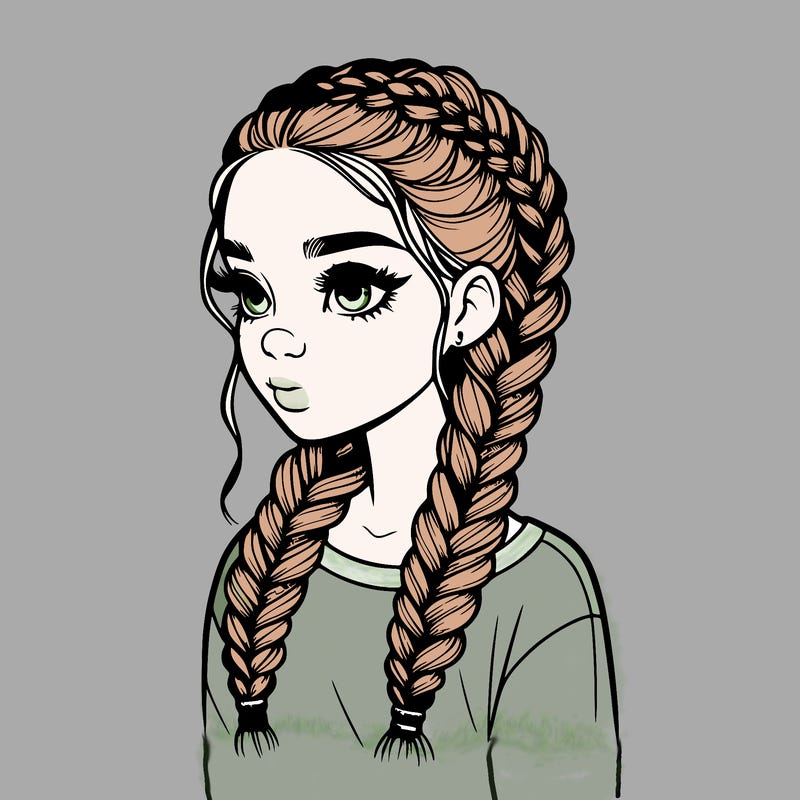 realistic girl with braids