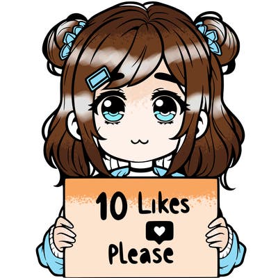 a girl with a sign saying 10 likes please