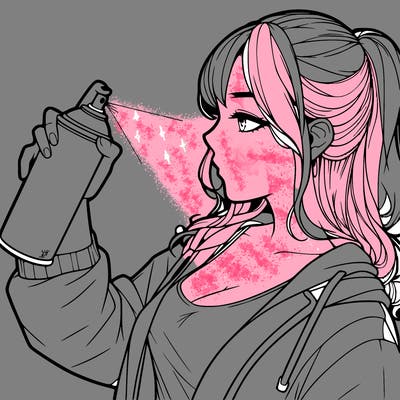 a realistic girl spray, painting