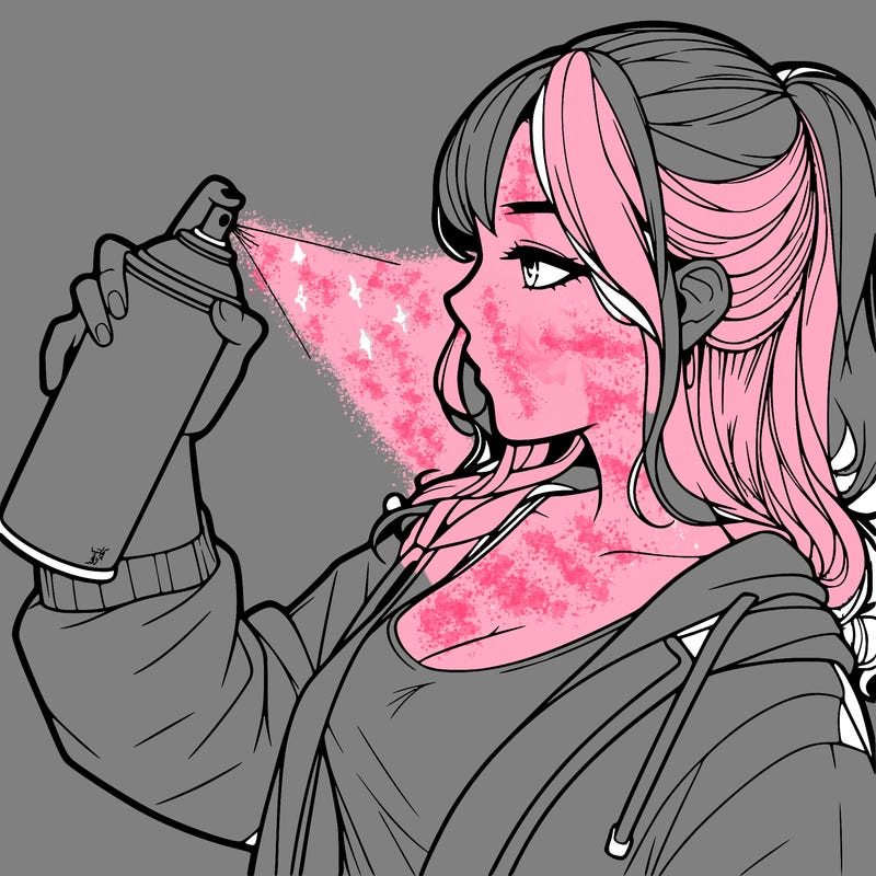 a realistic girl spray, painting