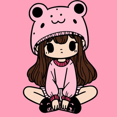 a girl wearing a frog hat and some frog socks