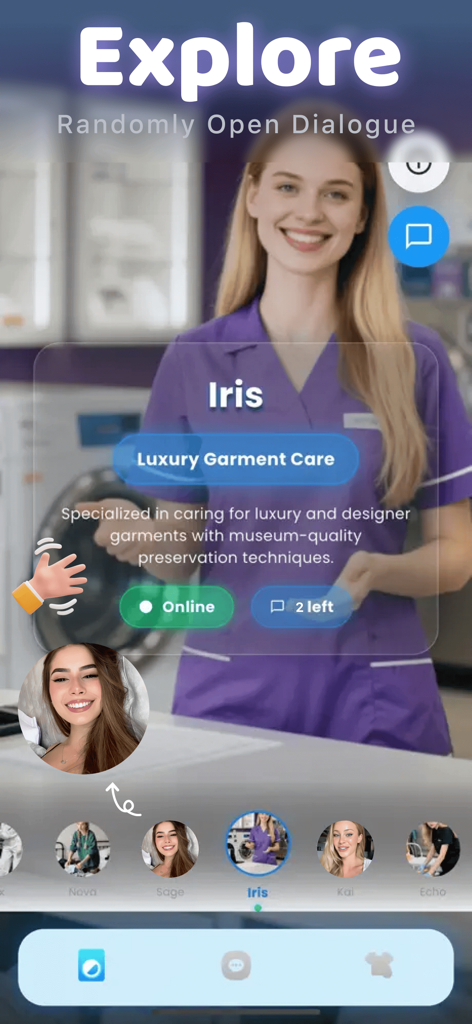 WaGoo - WaGoo app explore screen featuring Iris a luxury garment care specialist