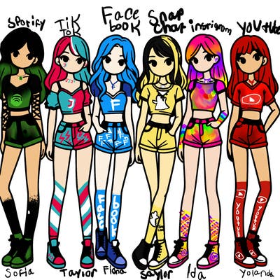 a group of girls wearing crop tops and shorts