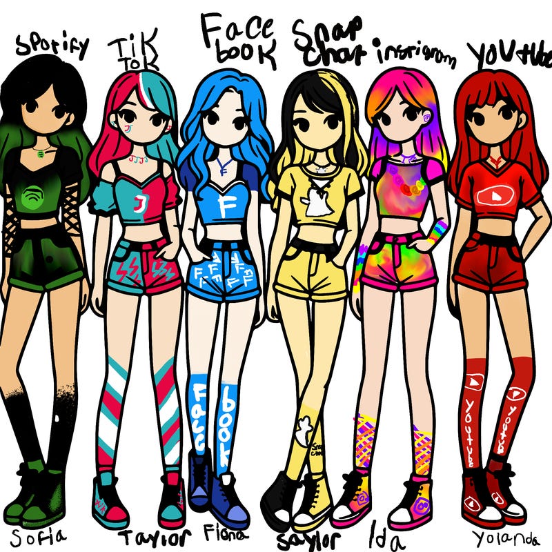 a group of girls wearing crop tops and shorts