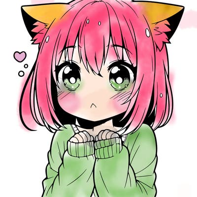shy anime catgirl
