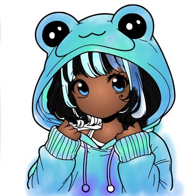 a cute teenage girl wearing a frog hoodie