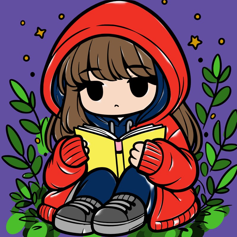 girl in oversized hoodie reading a book