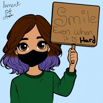 realistic girl holding up a sign