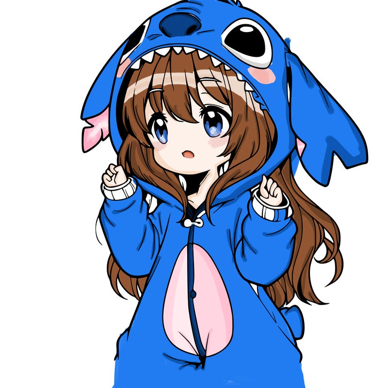 anime girl in a stitch onsie