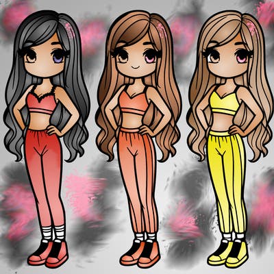 girl in crop top and yoga pants with long hair