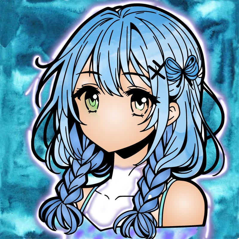 manga girl with shoulder-length hair with braids on one side