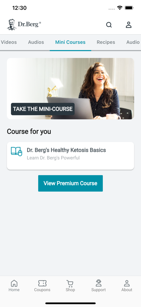 Dr. Berg - Dr. Berg app interface displaying Healthy Ketosis Basics mini course