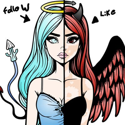 devil vs angel realistic girl