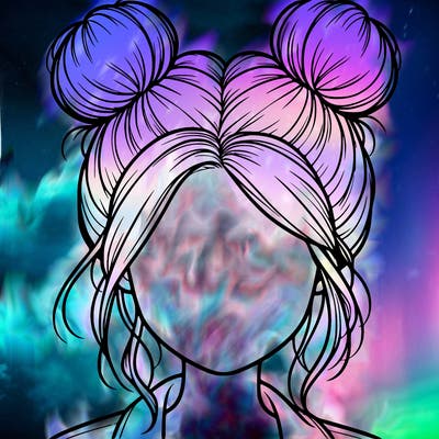 realistic girl with buns on the top of her hair