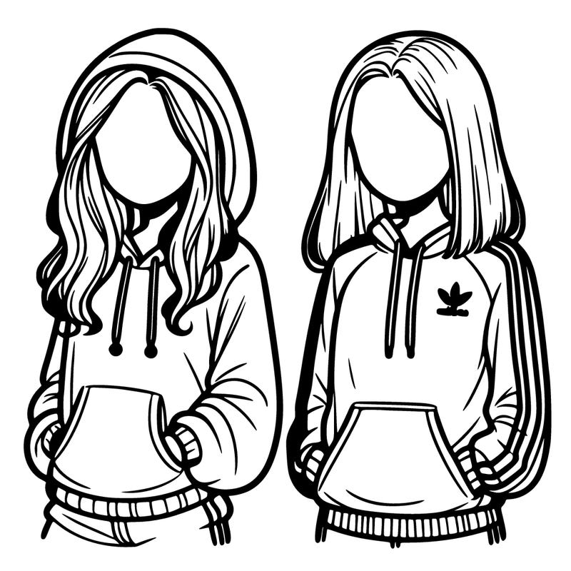faceless girl in hoodie and girl in tracksuit