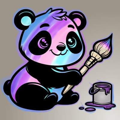 panda with paint brush