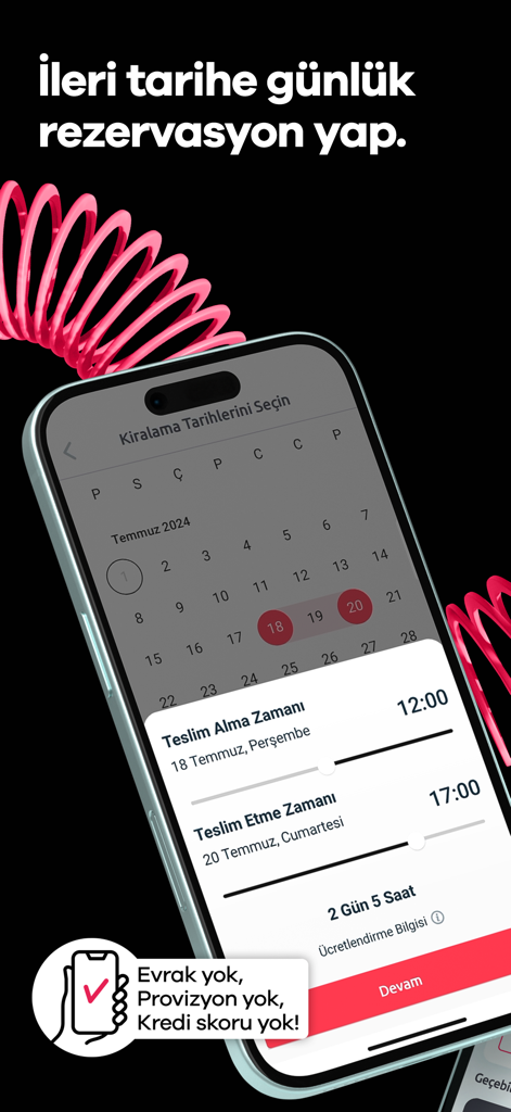 TikTak - TikTak mobile app interface for selecting rental dates and times on a calendar for car sharing.