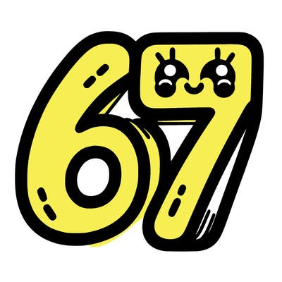the numbers 67