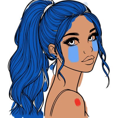 realistic pretty girl with high pony tail