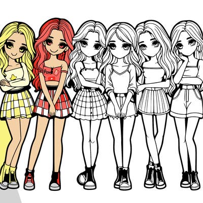 a group of girls realistic