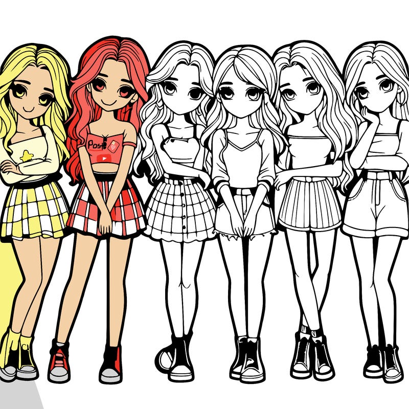 a group of girls realistic
