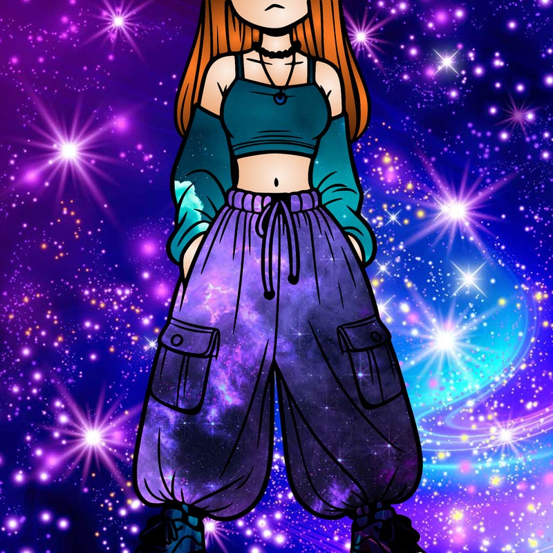 girl in a crop top and baggy pants