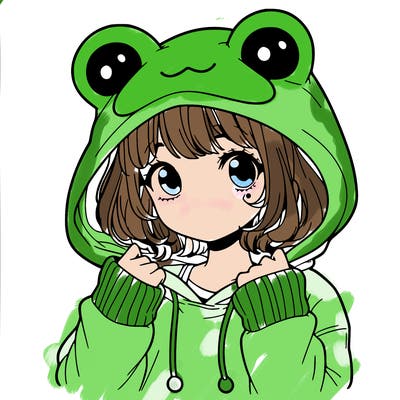 a cute teenage girl wearing a frog hoodie